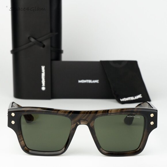 Montblanc Women Sunglasses Brown Green Square MB0253S 005 BRAND NEW